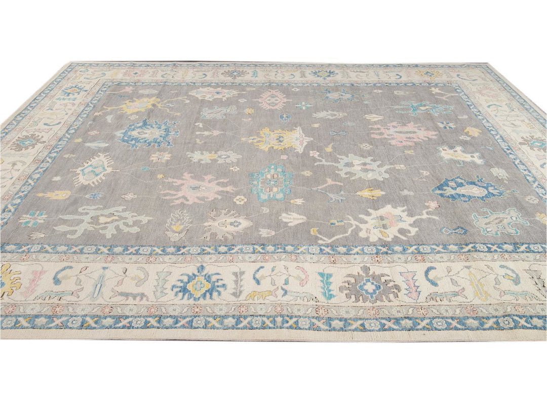 Modern Oushak Wool Rug 13 X 16
