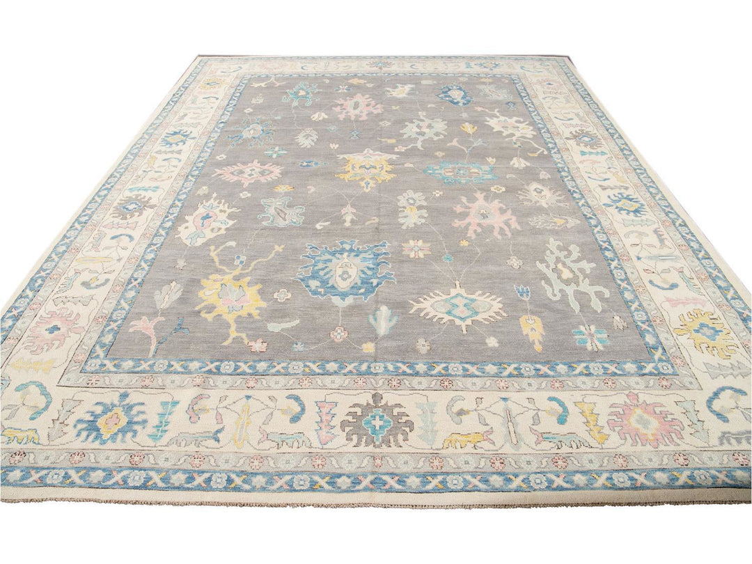 Modern Oushak Wool Rug 13 X 16
