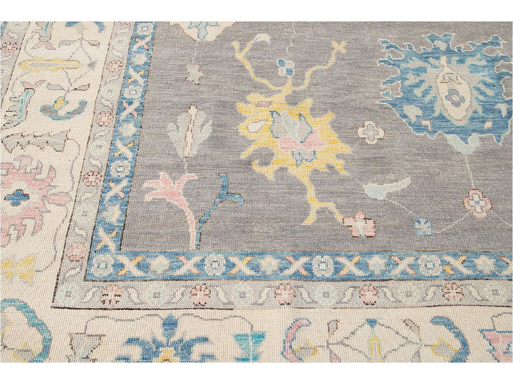 Modern Oushak Wool Rug 13 X 16
