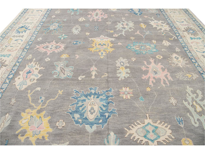 Modern Oushak Wool Rug 13 X 16