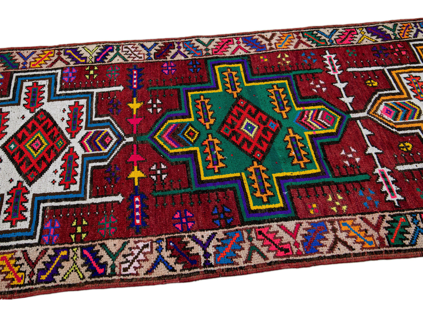 Vintage Turkish Tribal Wool Runner 3 X 12