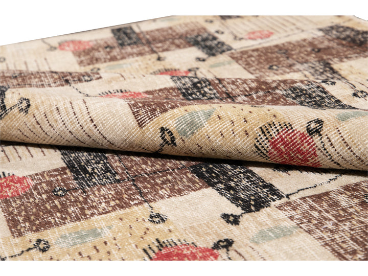 Vintage Turkish Expressionist Wool Rug 7 X 9