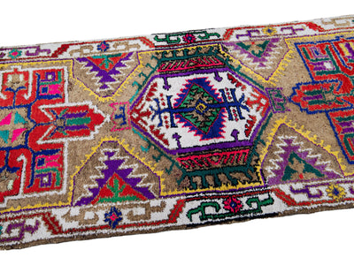 Vintage Turkish Tribal Wool Runner 3 X 9