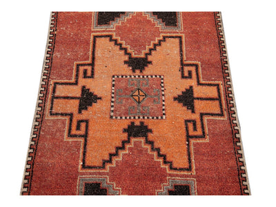 Vintage Turkish Geometric Wool Runner 3 X 11