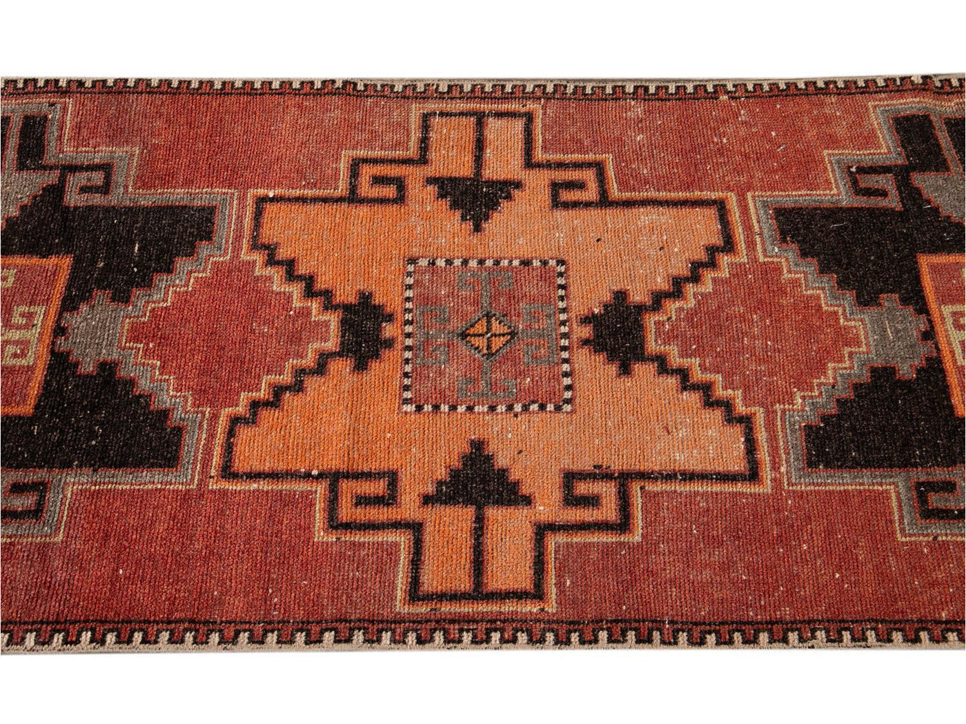 Vintage Turkish Geometric Wool Runner 3 X 11