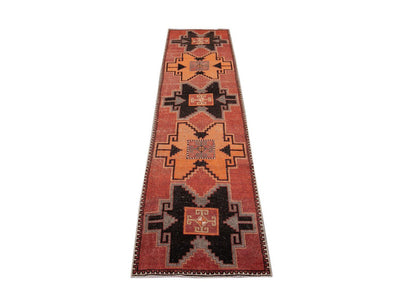 Vintage Turkish Geometric Wool Runner 3 X 11