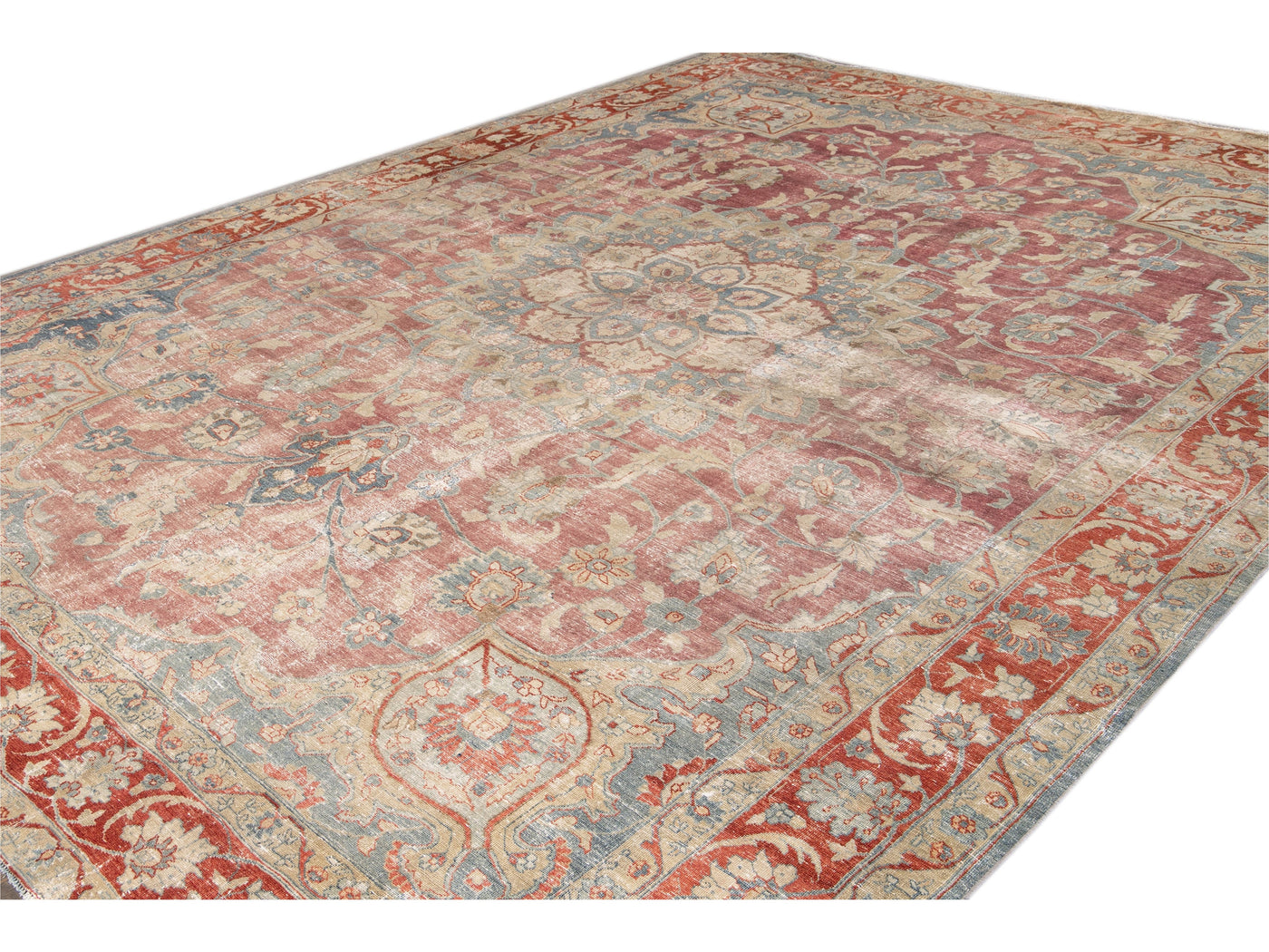 Antique Tabriz Wool Rug 11 X 14