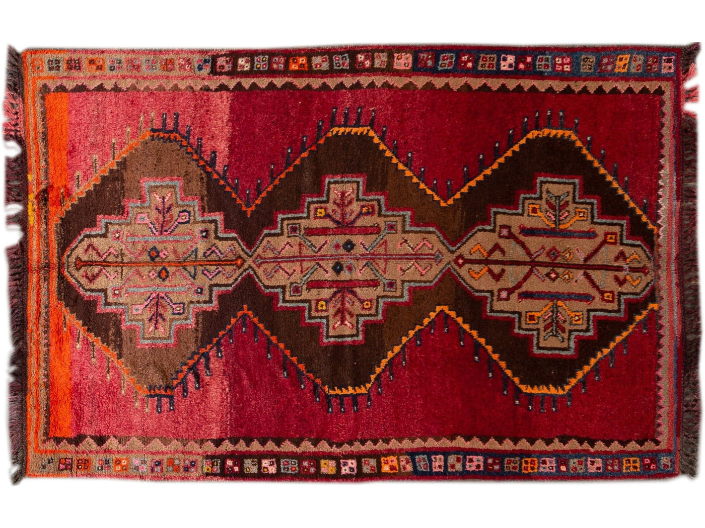 Vintage Turkish Tribal Wool Rug 6 X 9