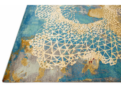 Modern Abstract Wool & Silk Rug 9 X 12