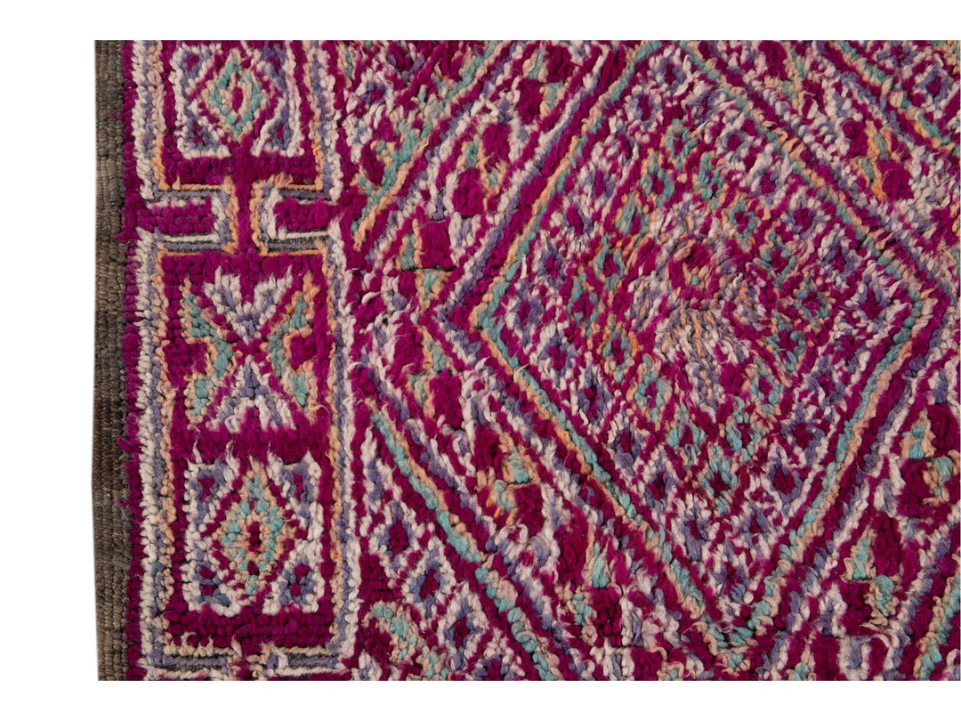 Vintage Dark Purple Moroccan Tribal Wool Rug, 6 x 9