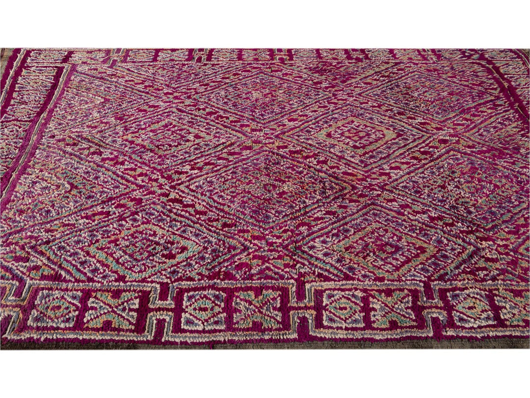 Vintage Dark Purple Moroccan Tribal Wool Rug, 6 x 9