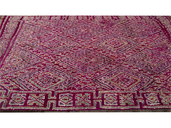 Vintage Dark Purple Moroccan Tribal Wool Rug, 6 x 9