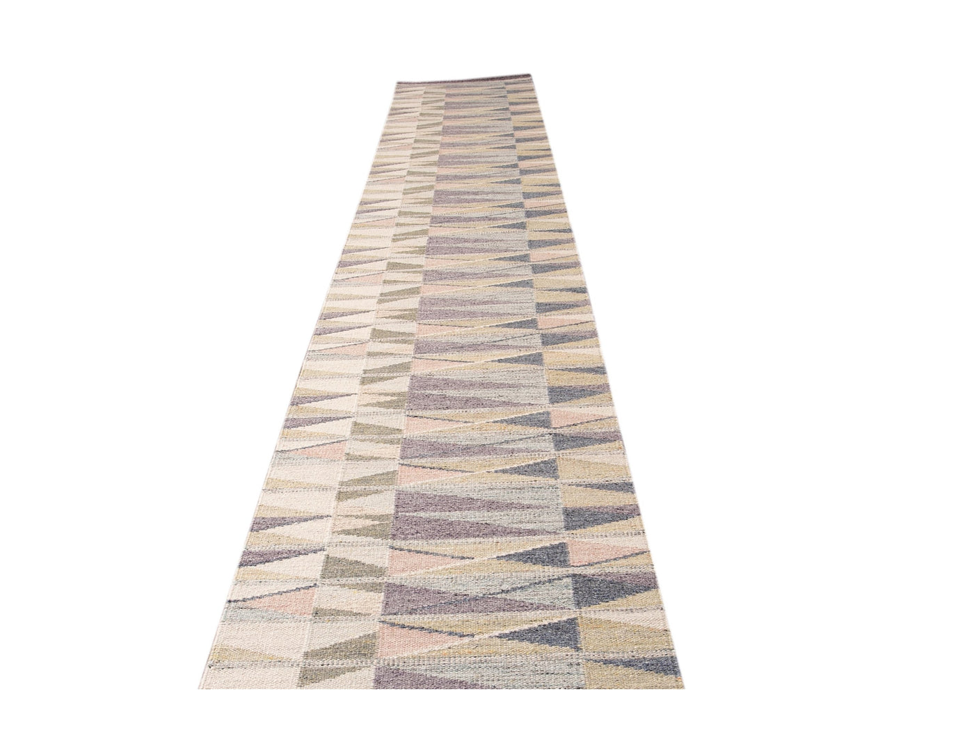 Modern Swedish Style Handmade Multicolor Geometric Abstract Wool Runner