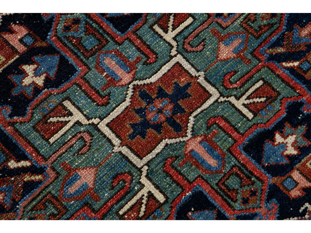 Antique Heriz Wool Rug 5 X 6