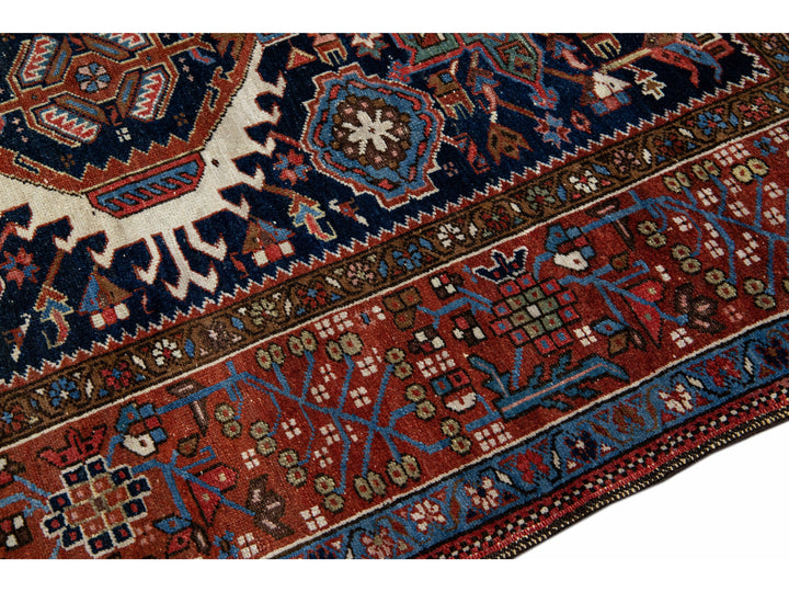 Antique Heriz Wool Rug 5 X 6