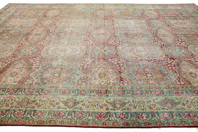 Antique Kerman Wool Rug 11 X 17