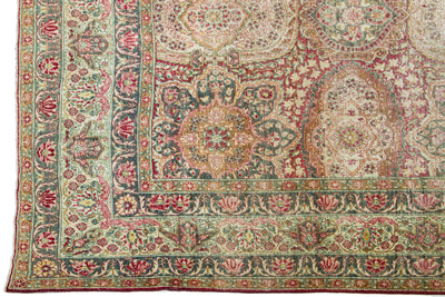 Antique Kerman Wool Rug 11 X 17