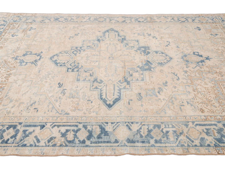 Antique Heriz Wool Rug 7 X 9
