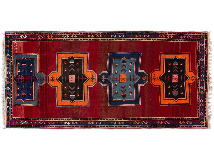 Vintage Turkish Tribal Wool Runner 8 X 16