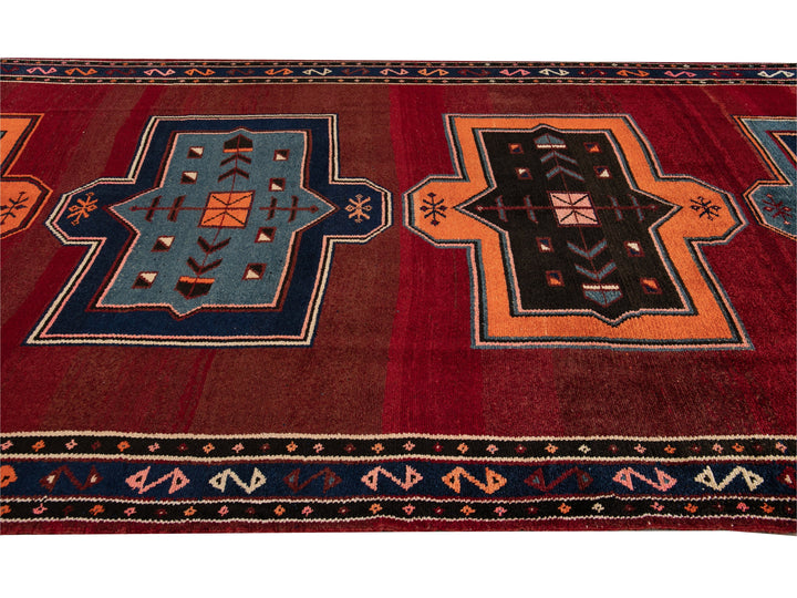 Vintage Turkish Tribal Wool Runner 8 X 16