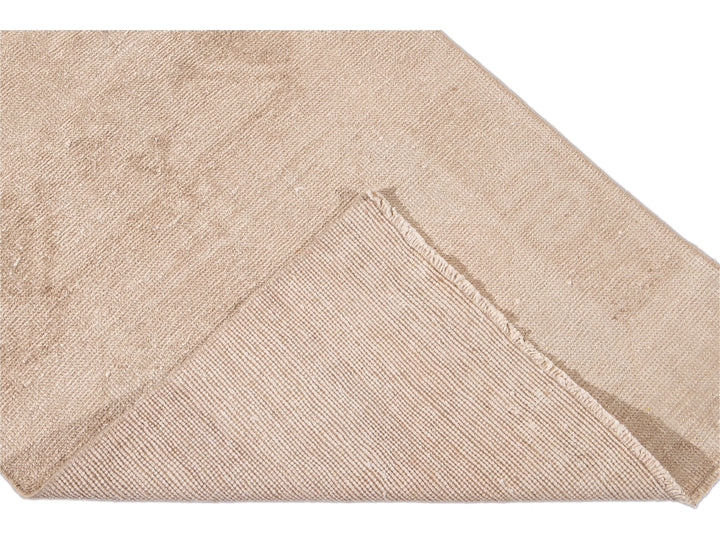 Vintage Beige Turkish Handmade Tribal Wool Runner