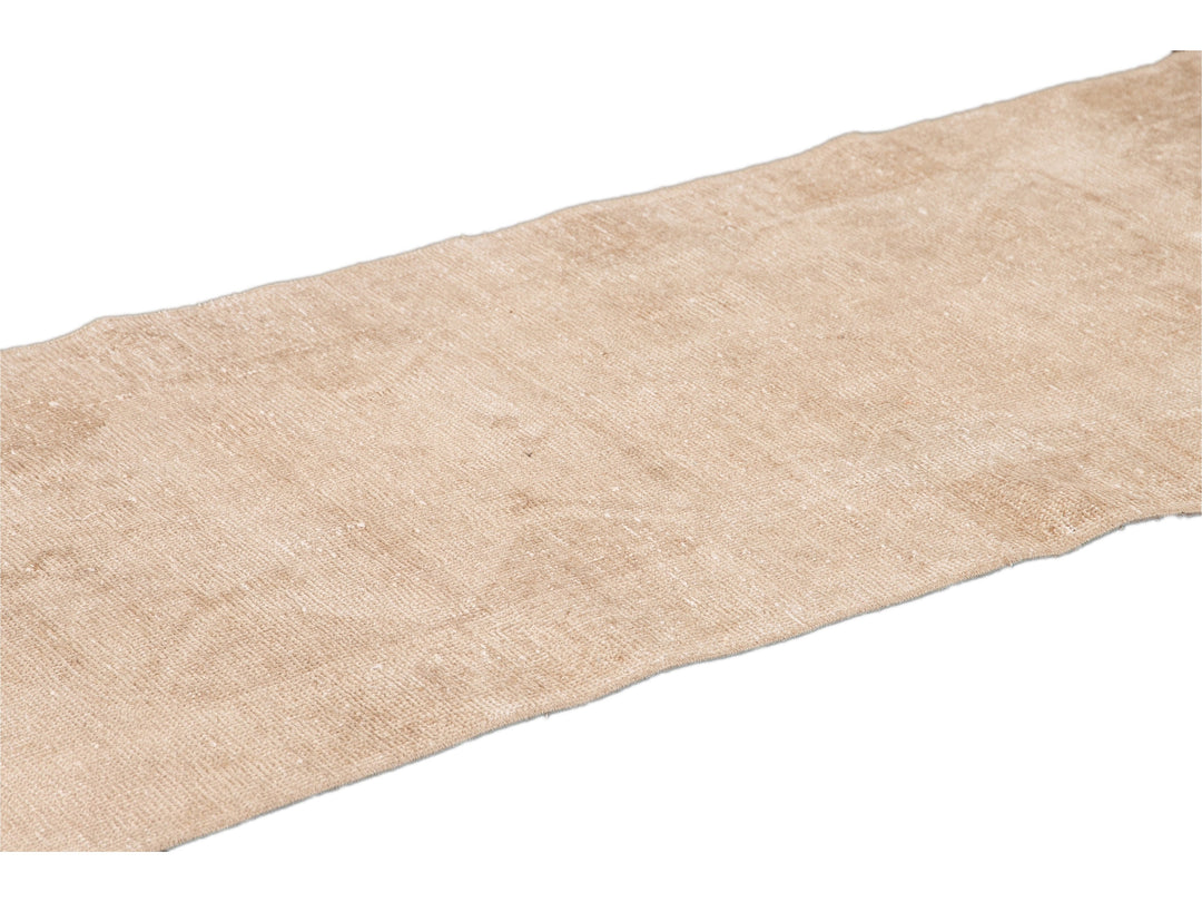 Vintage Beige Turkish Handmade Tribal Wool Runner