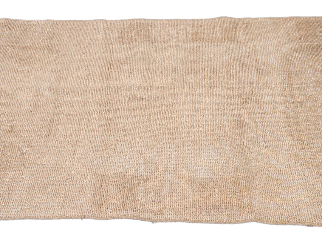 Vintage Beige Turkish Handmade Tribal Wool Runner