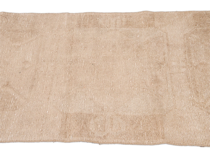 Vintage Beige Turkish Handmade Tribal Wool Runner