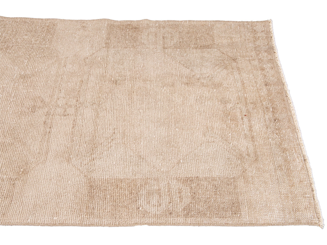 Vintage Beige Turkish Handmade Tribal Wool Runner