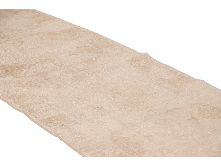 Vintage Beige Turkish Handmade Tribal Wool Runner