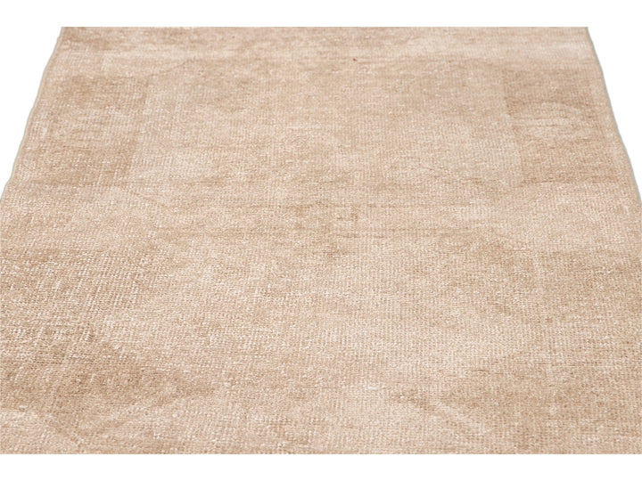 Vintage Beige Turkish Handmade Tribal Wool Runner