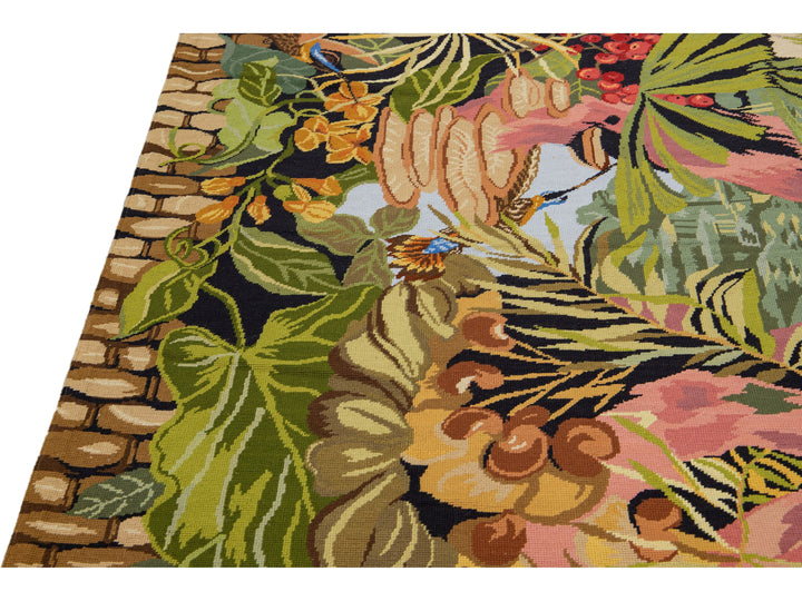 Vintage Portuguese Aubusson Wool Rug 8 X 10