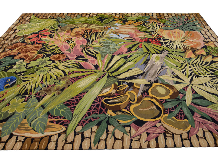 Vintage Portuguese Aubusson Wool Rug 8 X 10