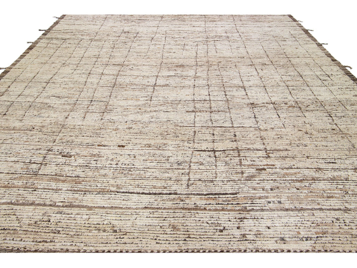 Modern Moroccan Wool Rug 12 X 13