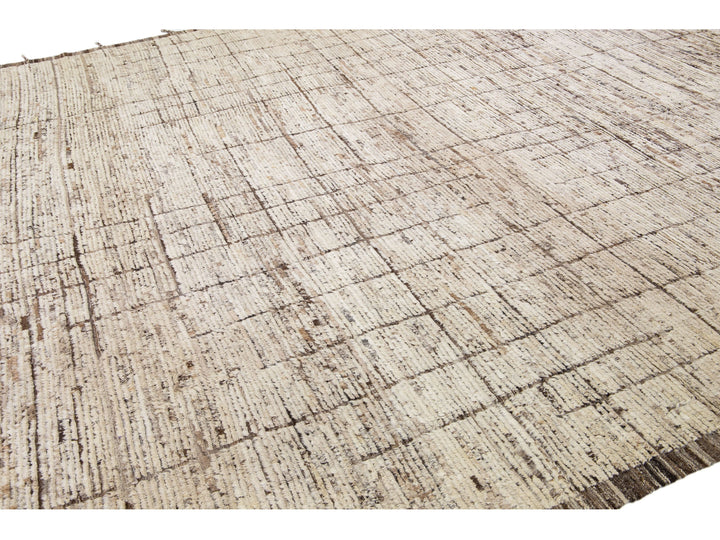 Modern Moroccan Wool Rug 12 X 13