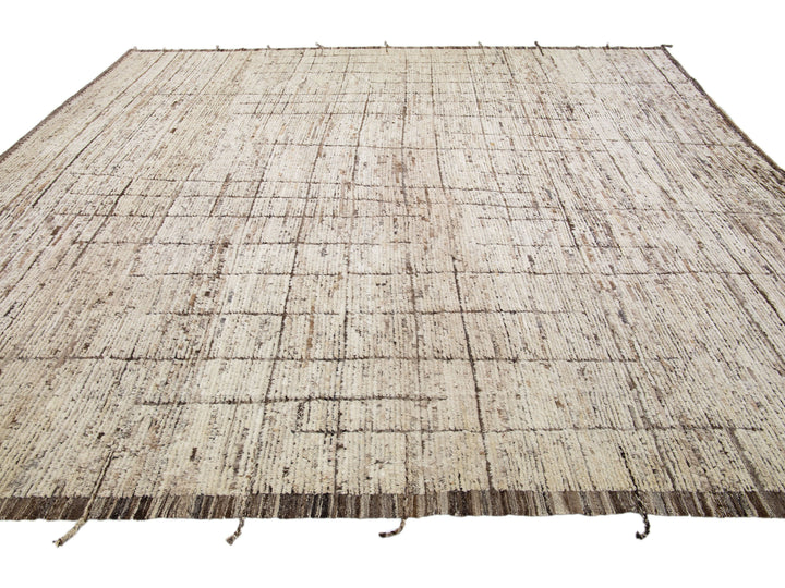 Modern Moroccan Wool Rug 12 X 13