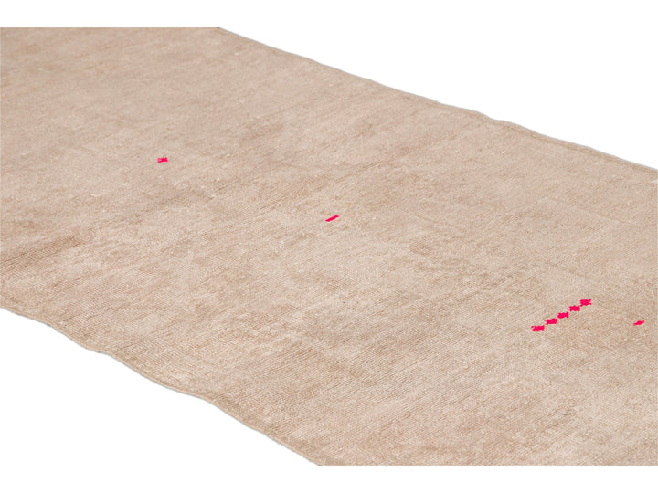 Vintage Turkish Nude Handmade Distressed Wool Runner