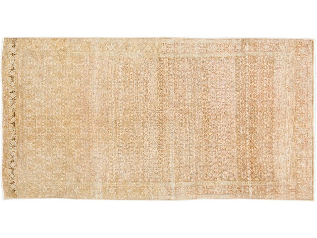 Antique Malayer Handmade Allover Designer Beige Wool Rug