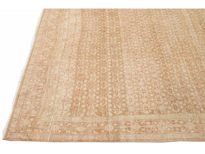 Antique Malayer Handmade Allover Designer Beige Wool Rug