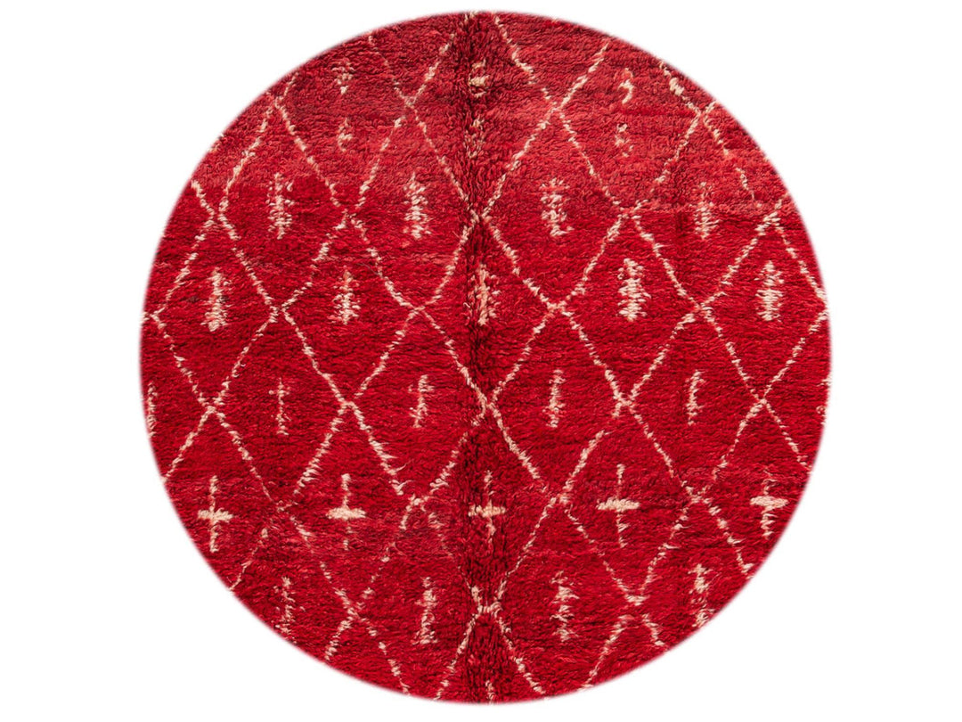 Vintage Red Moroccan Tribal Wool Rug, 7 x 9