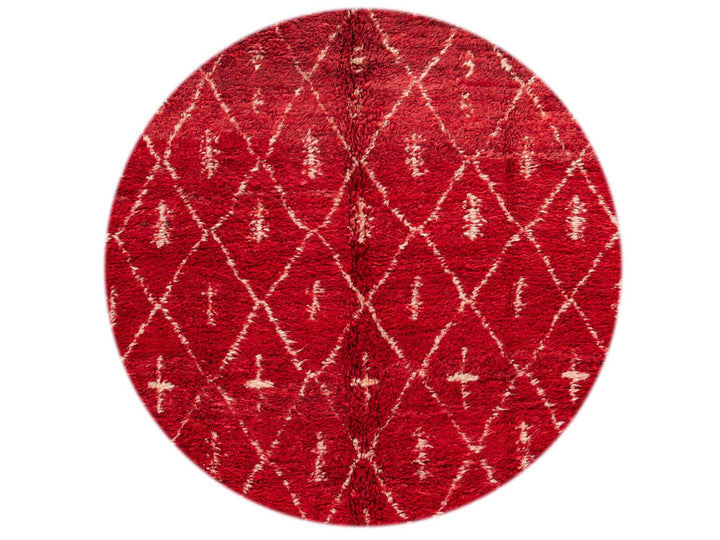 Vintage Red Moroccan Tribal Wool Rug, 7 x 9