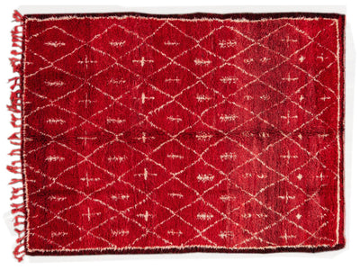 Vintage Red Moroccan Tribal Wool Rug, 7 x 9