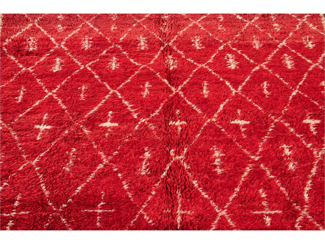 Vintage Red Moroccan Tribal Wool Rug, 7 x 9