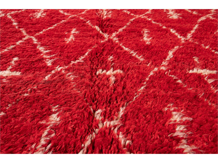 Vintage Red Moroccan Tribal Wool Rug, 7 x 9