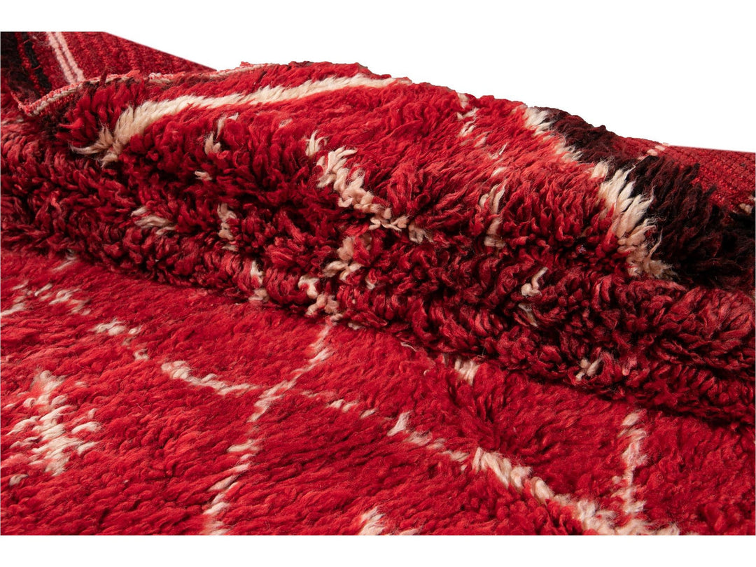 Vintage Red Moroccan Tribal Wool Rug, 7 x 9