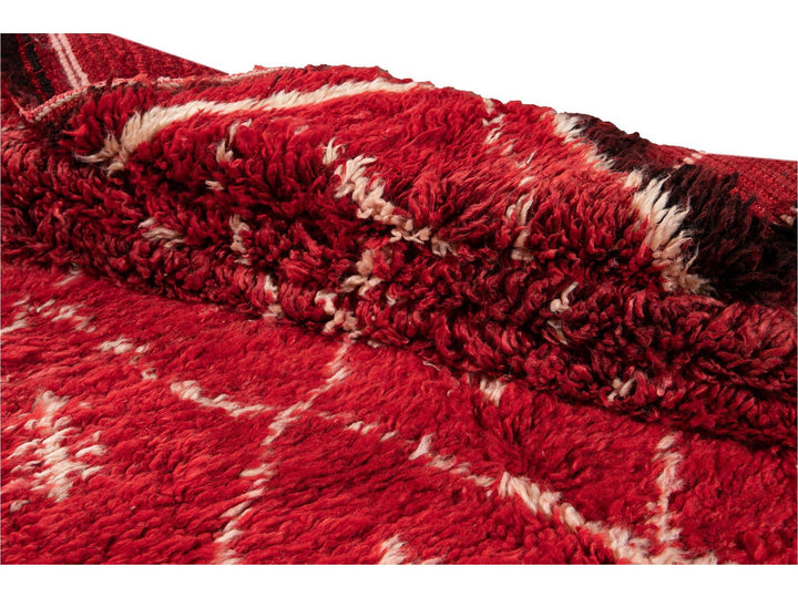 Vintage Red Moroccan Tribal Wool Rug, 7 x 9
