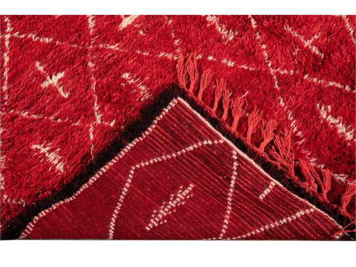 Vintage Red Moroccan Tribal Wool Rug, 7 x 9