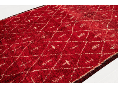 Vintage Red Moroccan Tribal Wool Rug, 7 x 9