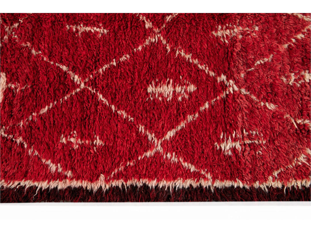 Vintage Red Moroccan Tribal Wool Rug, 7 x 9