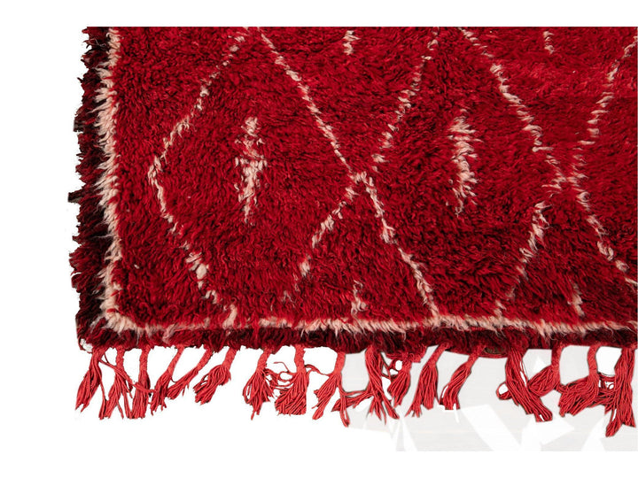 Vintage Red Moroccan Tribal Wool Rug, 7 x 9